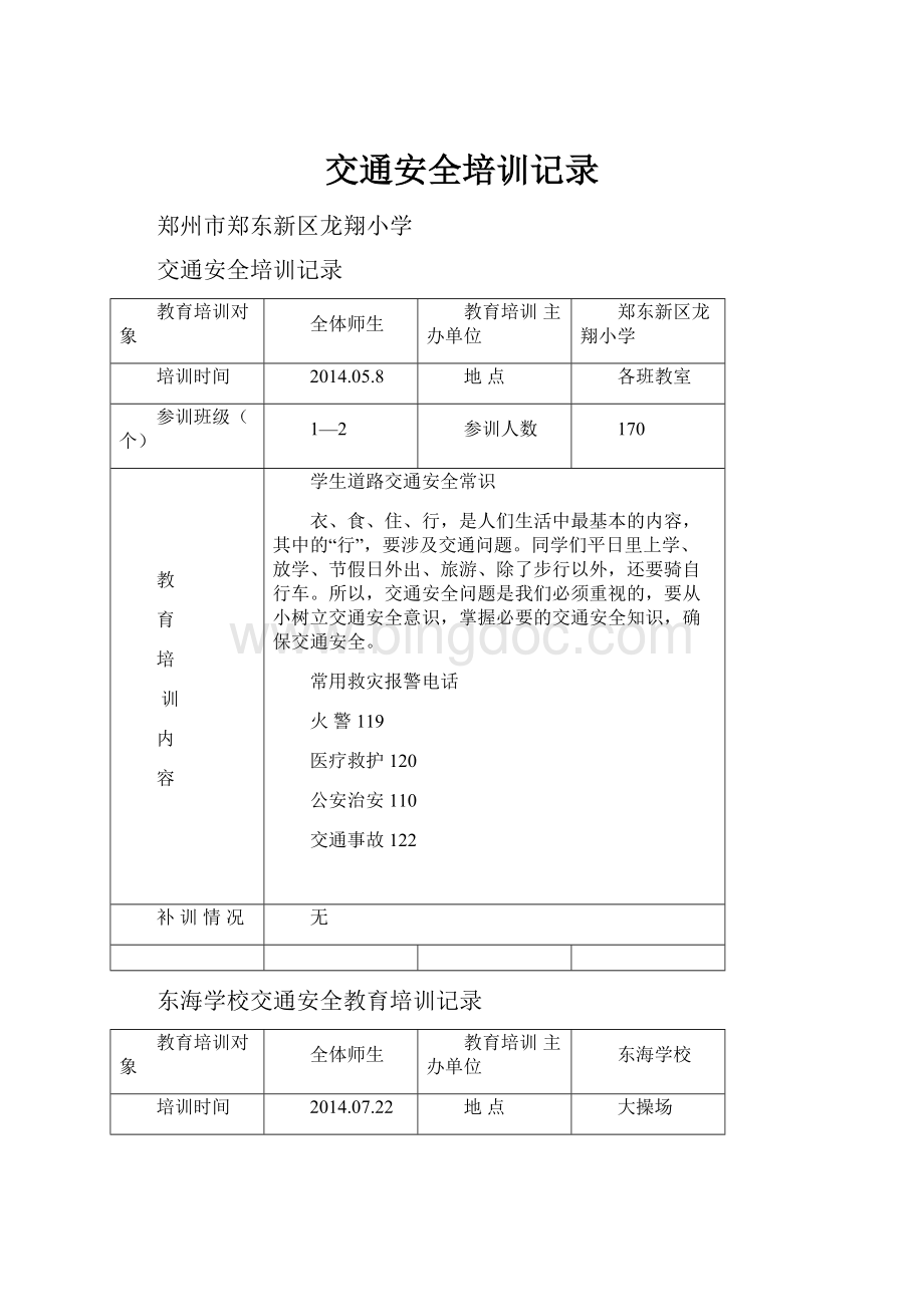 交通安全培训记录.docx_第1页