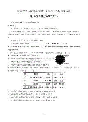 陕西省2018届全国普通高等学校招生考试(三)理综模拟试题(含答案)Word格式文档下载.doc