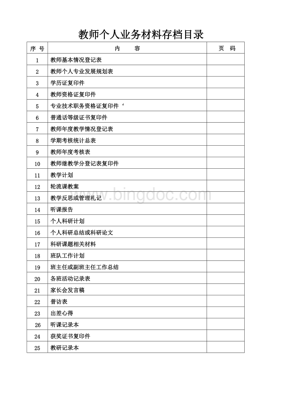 教师档案各种表格.doc_第2页