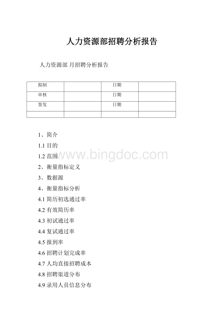 人力资源部招聘分析报告Word格式文档下载.docx_第1页