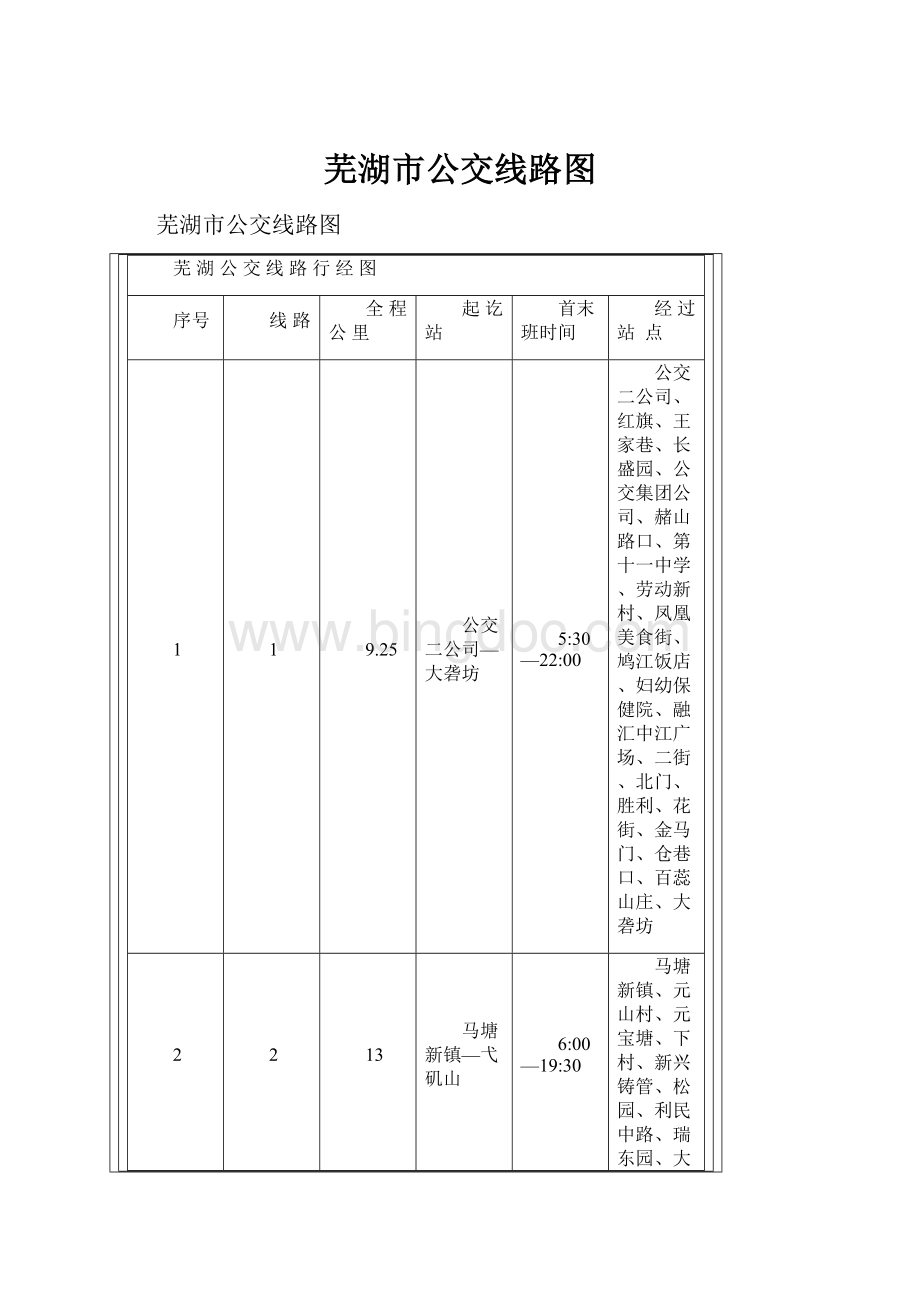 芜湖市公交线路图.docx_第1页