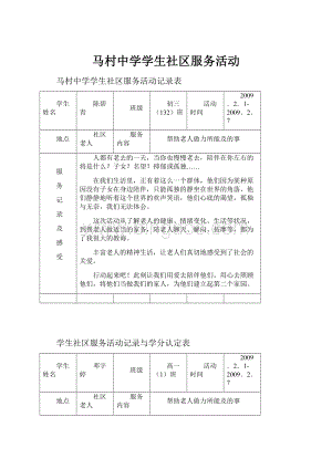 马村中学学生社区服务活动.docx