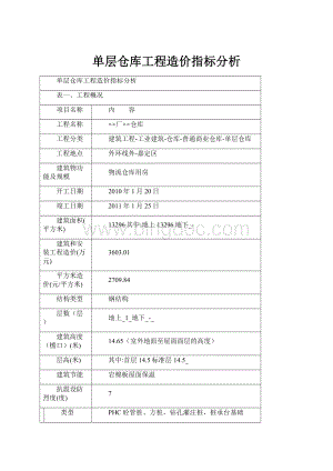 单层仓库工程造价指标分析.docx