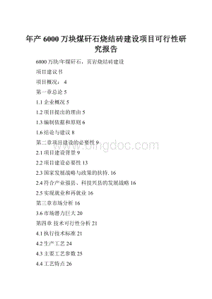 年产6000万块煤矸石烧结砖建设项目可行性研究报告.docx