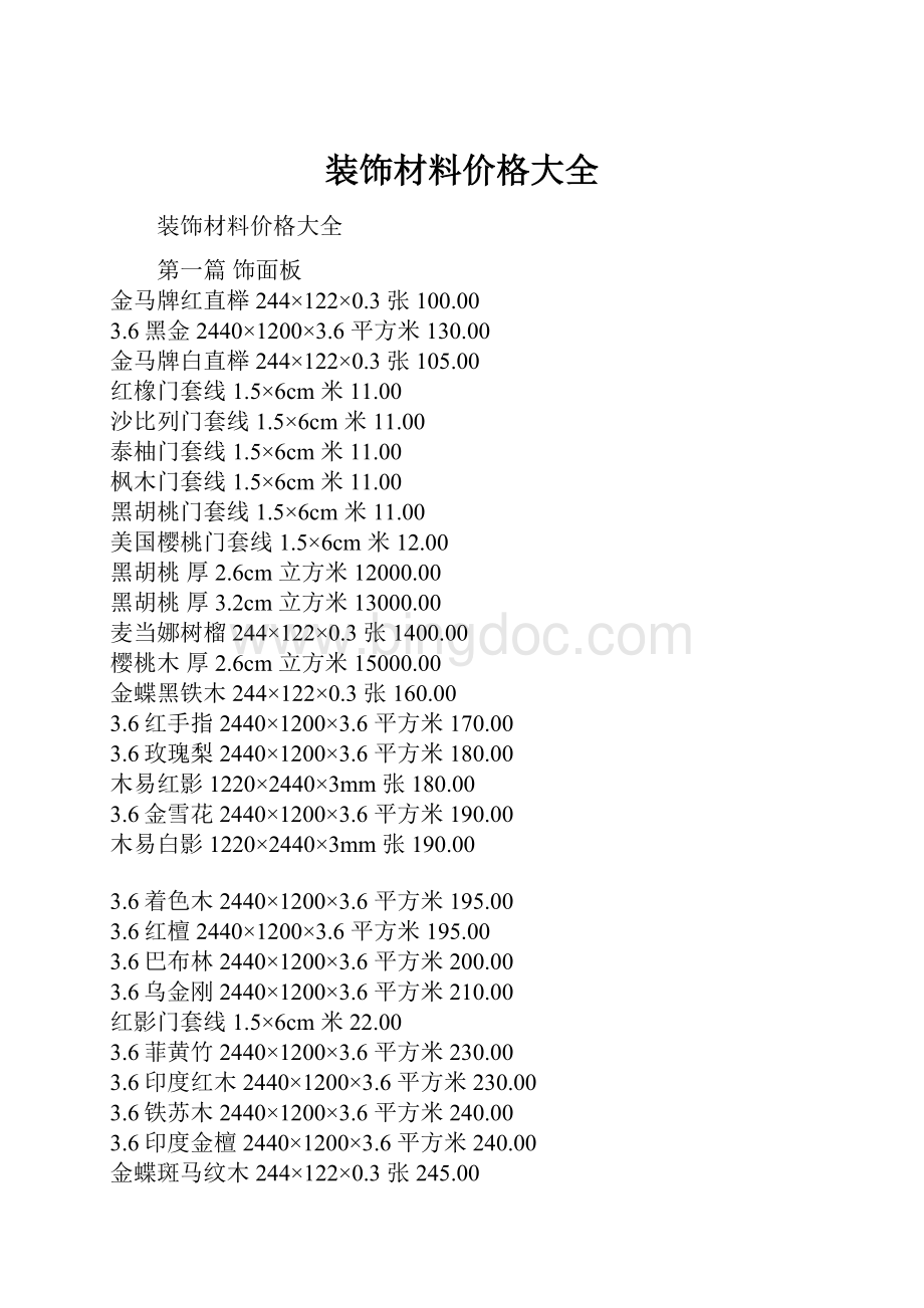 装饰材料价格大全.docx