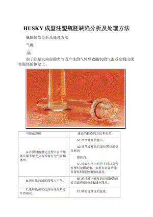 HUSKY成型注塑瓶胚缺陷分析及处理方法.docx