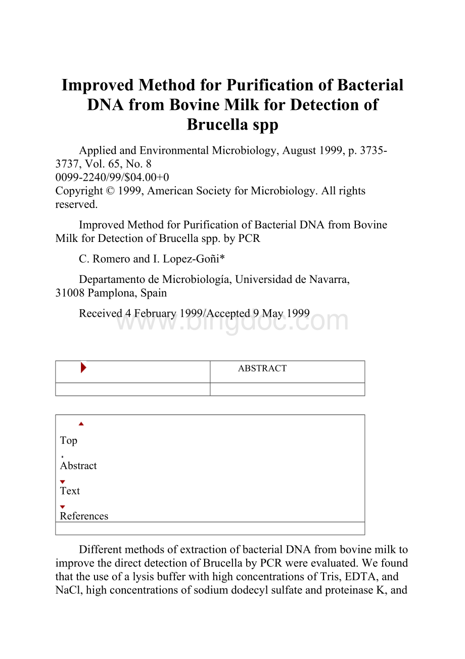 Improved Method for Purification of Bacterial DNA from Bovine Milk for Detection of Brucella spp.docx