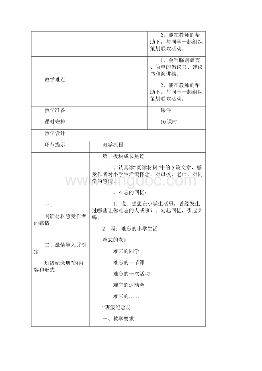 人教版六年级语文下册综合性学习难忘的小学生活教案.docx_第2页