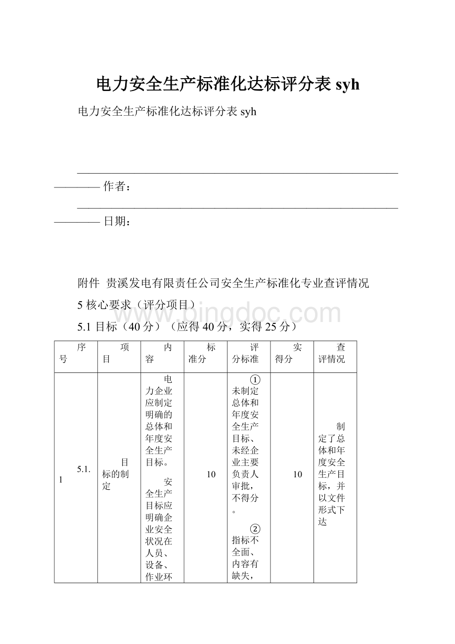 电力安全生产标准化达标评分表syh.docx_第1页