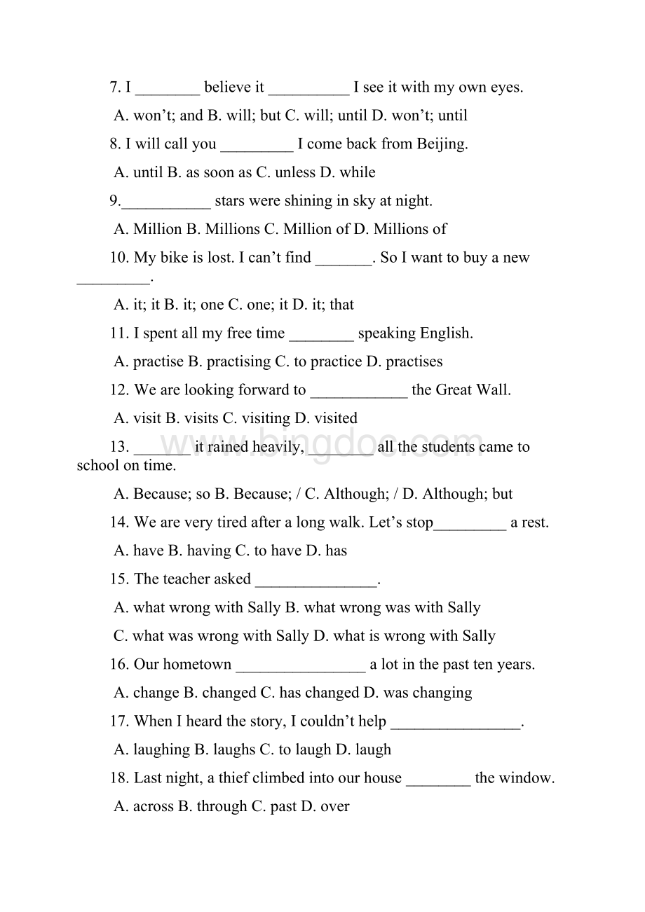 九年级上学期第一次月考英语试题VI.docx_第2页