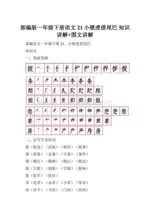 部编版一年级下册语文21小壁虎借尾巴知识讲解+图文讲解.docx