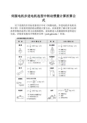 伺服电机步进电机选型中转动惯量计算折算公式.docx