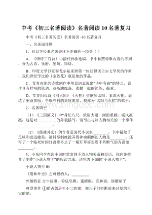 中考《初三名著阅读》名著阅读 10名著复习.docx