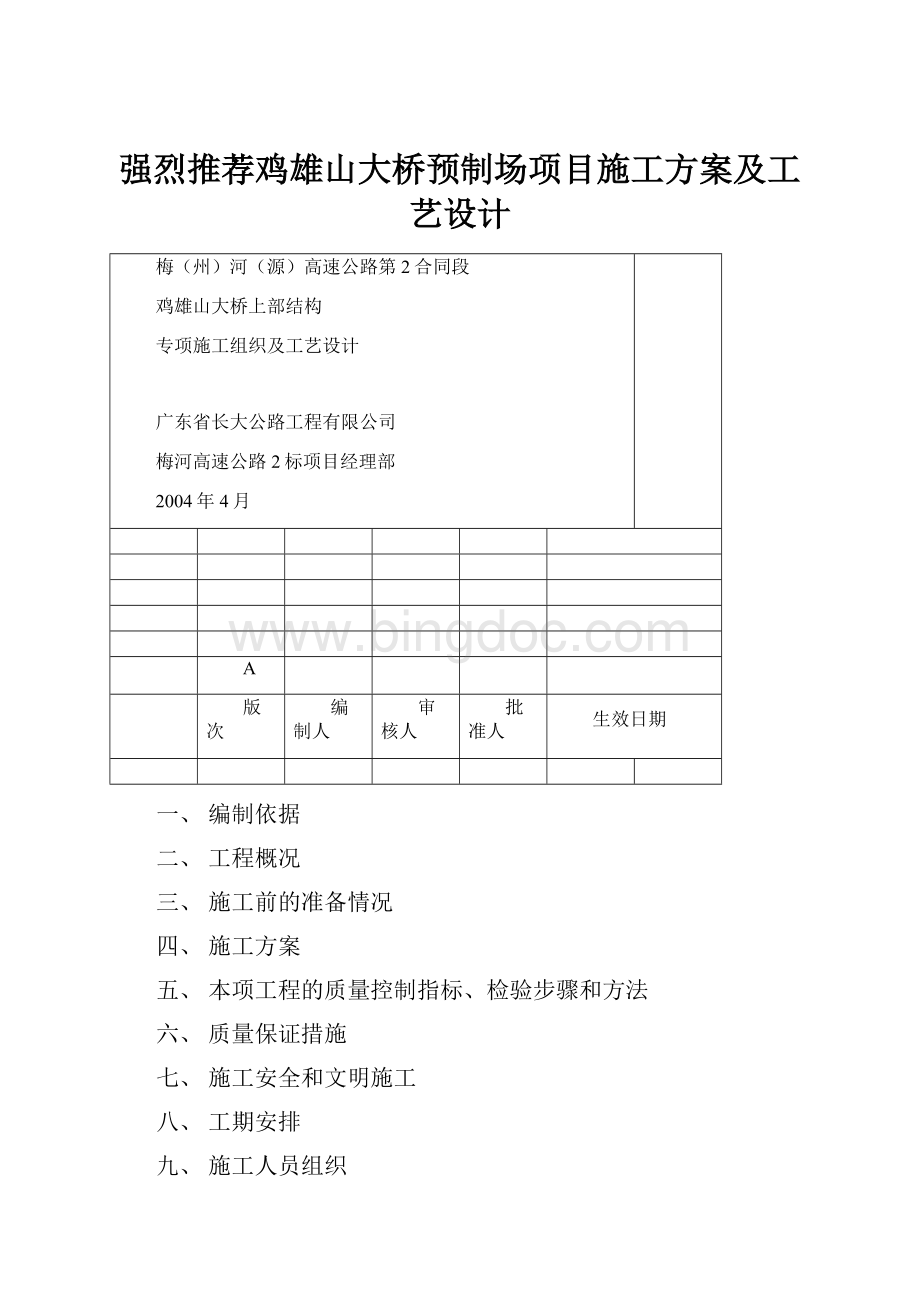 强烈推荐鸡雄山大桥预制场项目施工方案及工艺设计.docx