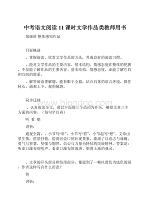 中考语文阅读11课时文学作品类教师用书.docx