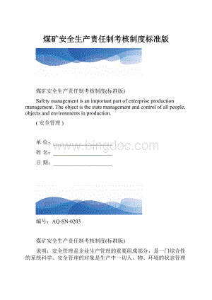 煤矿安全生产责任制考核制度标准版.docx