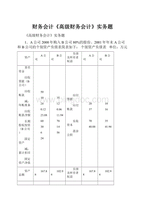 财务会计《高级财务会计》实务题.docx