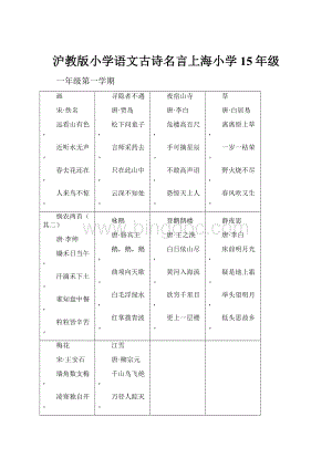 沪教版小学语文古诗名言上海小学15年级.docx