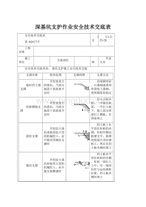 深基坑支护作业安全技术交底表.docx