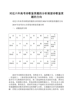 对近六年高考诗歌鉴赏题的分析展望诗歌鉴赏题的方向.docx