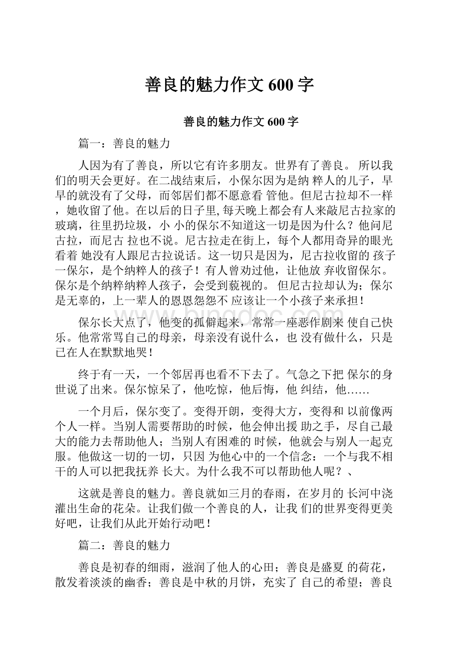 善良的魅力作文600字.docx