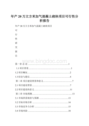 年产20万立方米加气混凝土砌块项目可行性分析报告.docx