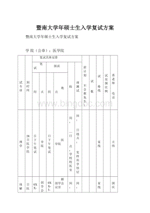 暨南大学年硕士生入学复试方案.docx