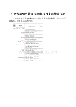 广西预算绩效管理指标库项目支出绩效指标.docx