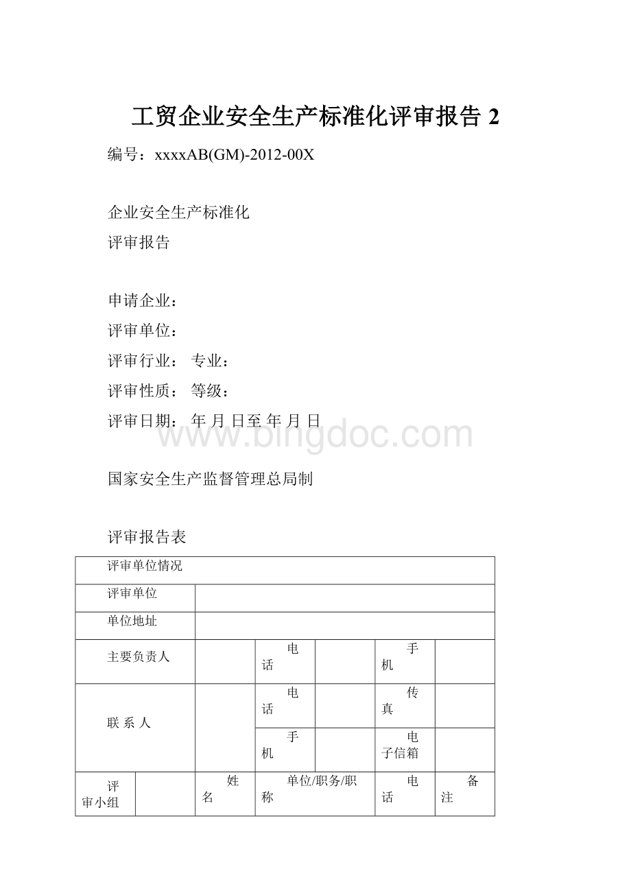 工贸企业安全生产标准化评审报告2.docx