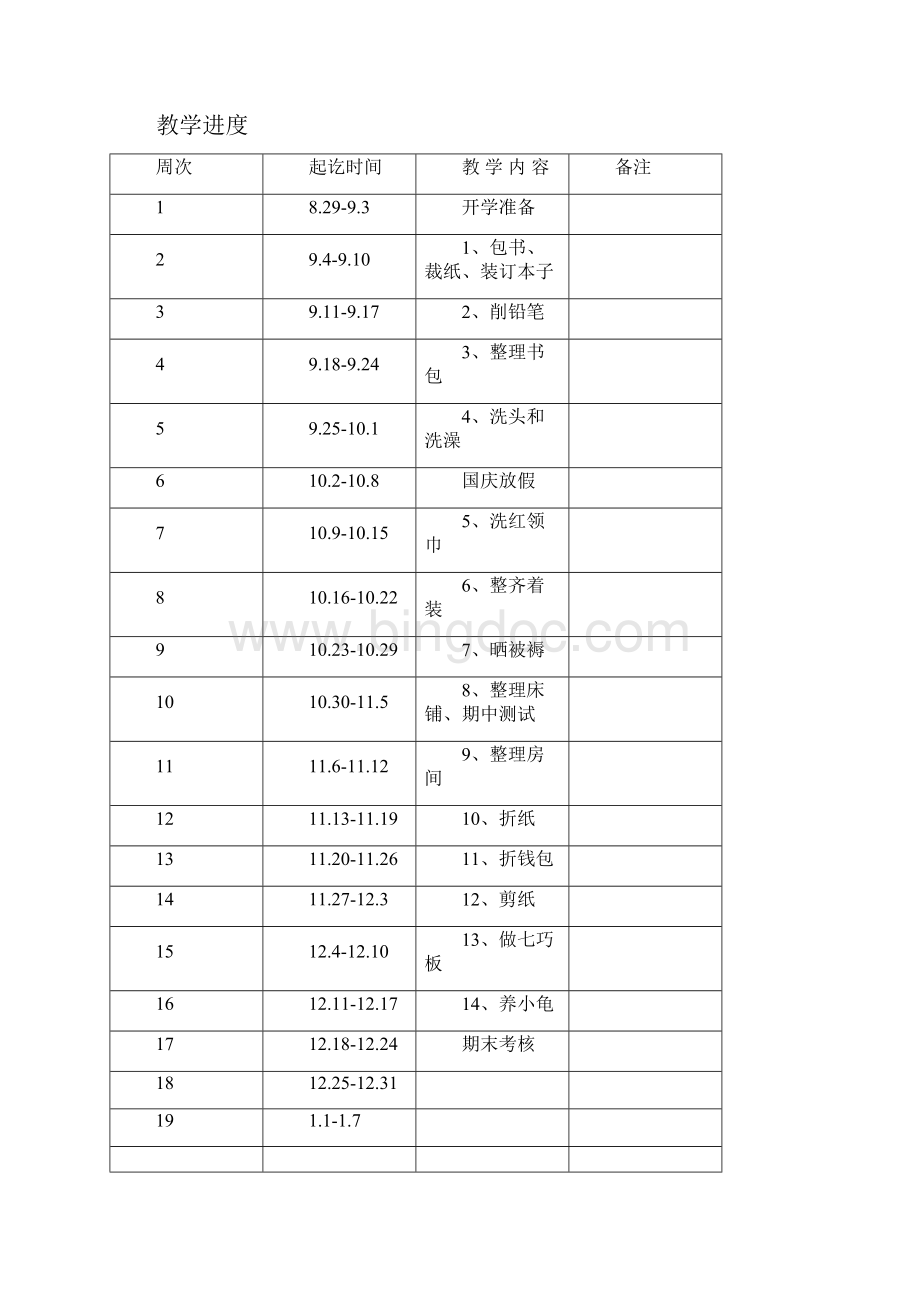 劳动技术教学计划表格.docx_第3页