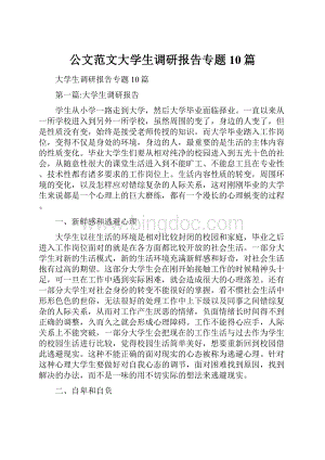 公文范文大学生调研报告专题10篇.docx