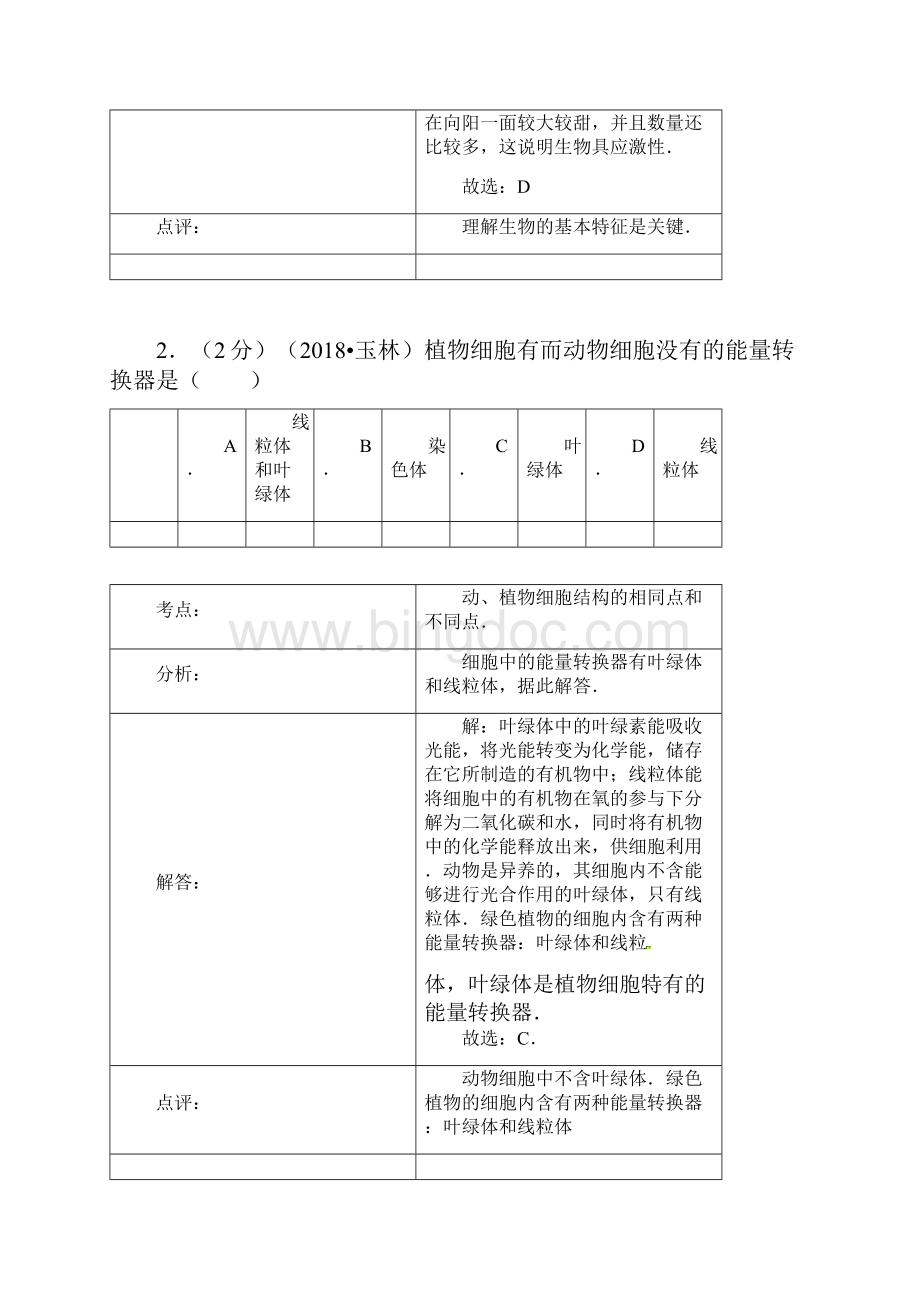 最新广西玉林市中考生物真题及答案精品推荐.docx_第2页