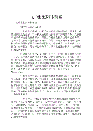 初中生优秀班长评语.docx