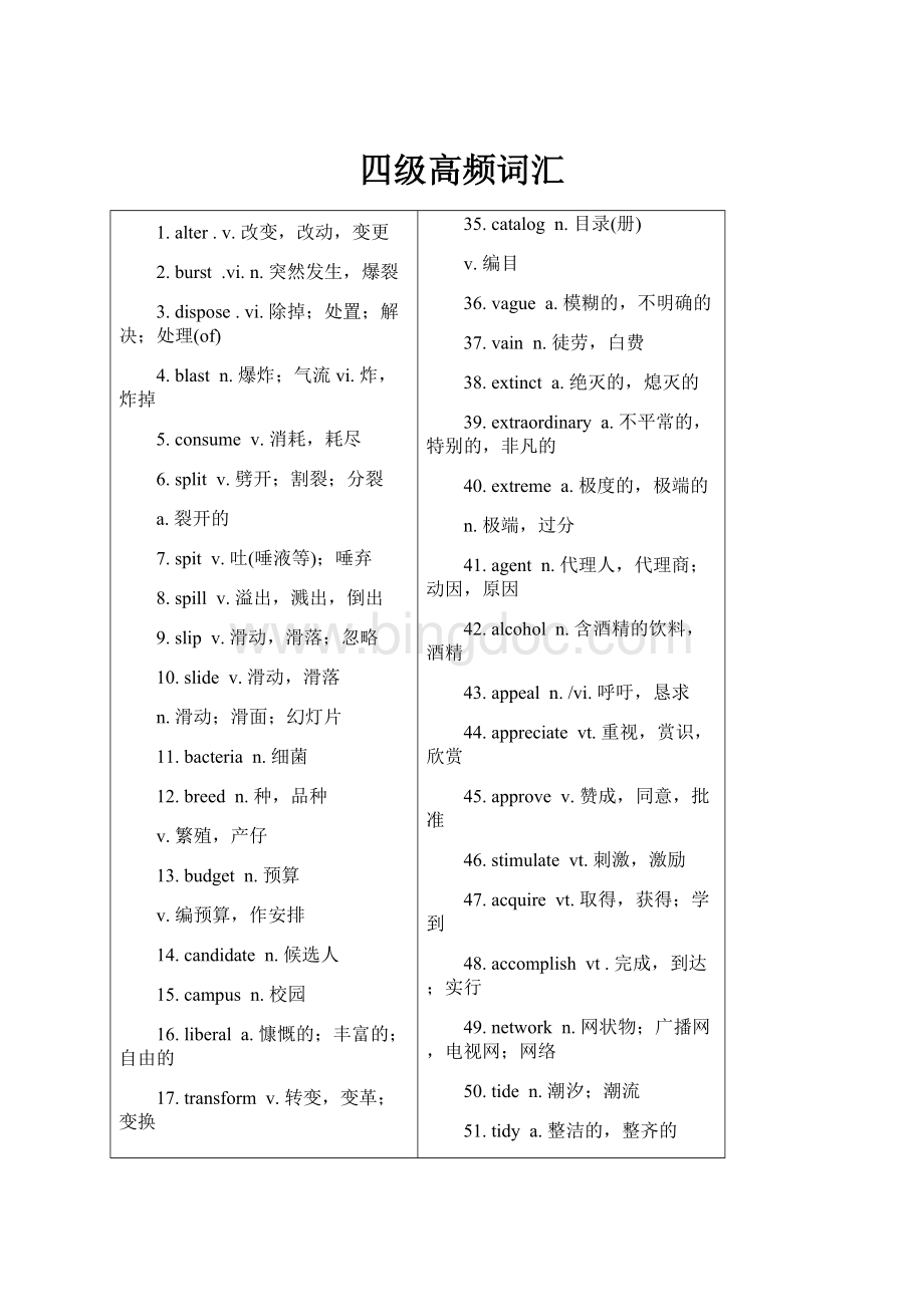 四级高频词汇.docx