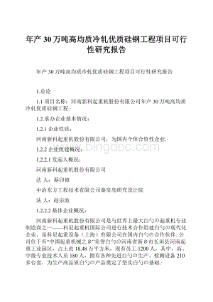 年产30万吨高均质冷轧优质硅钢工程项目可行性研究报告.docx