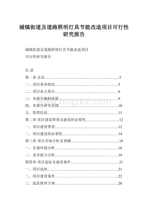 城镇街道及道路照明灯具节能改造项目可行性研究报告.docx
