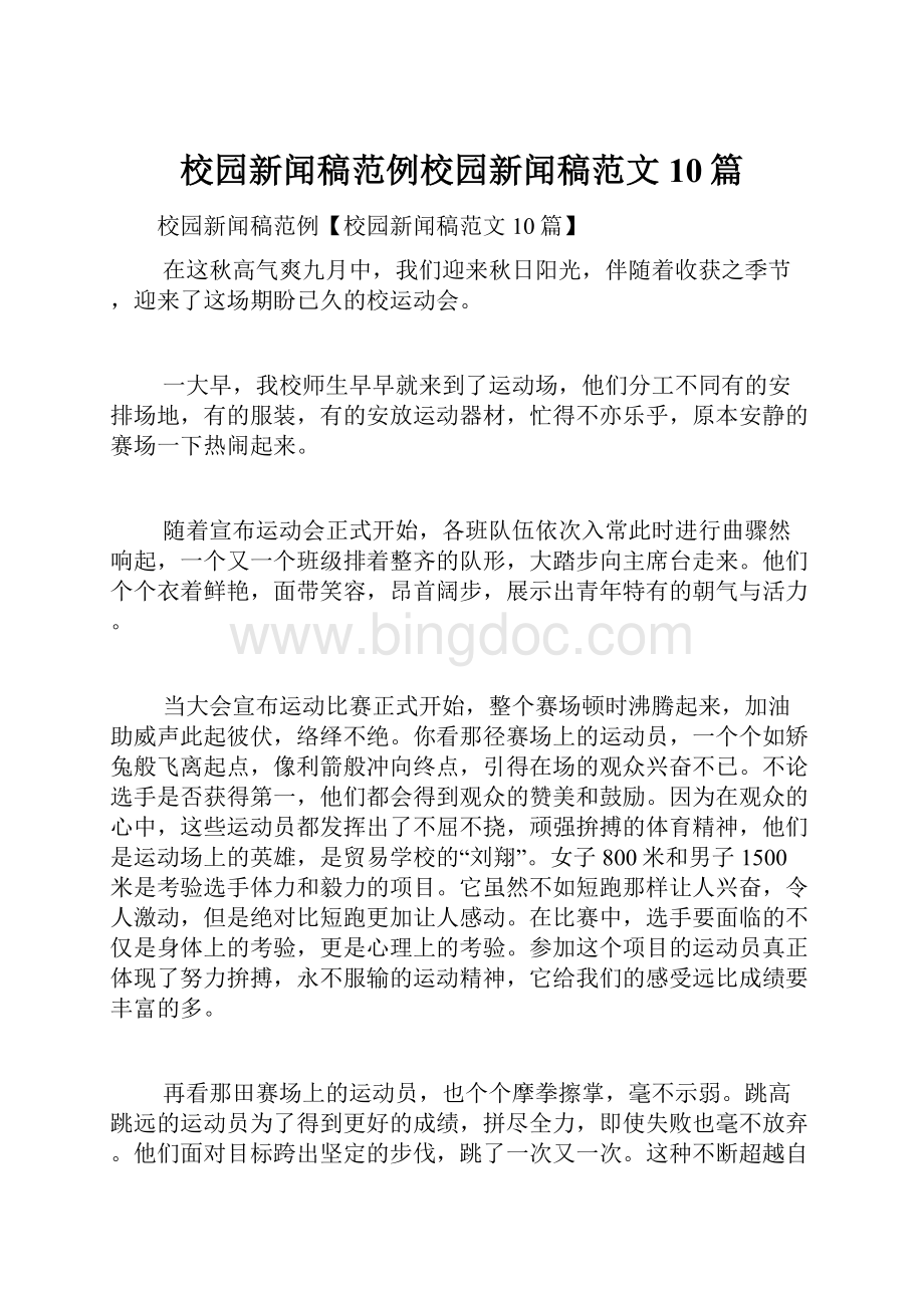 校园新闻稿范例校园新闻稿范文10篇.docx