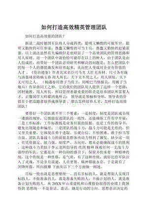 如何打造高效精英管理团队.docx