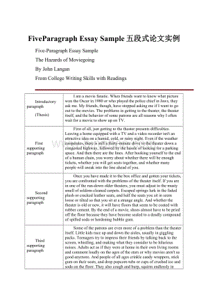 FiveParagraph Essay Sample五段式论文实例.docx