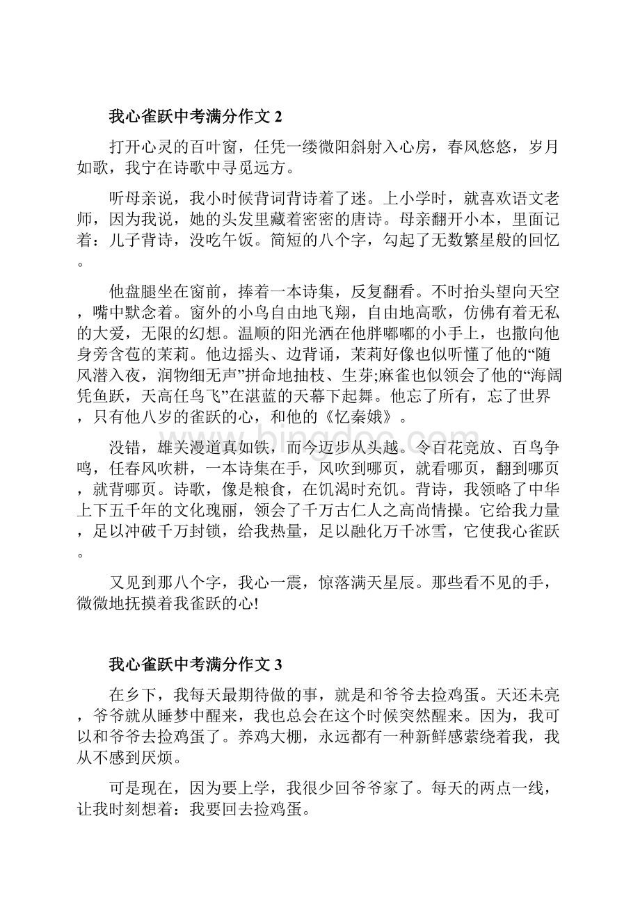 我心雀跃中考满分作文10篇.docx_第2页