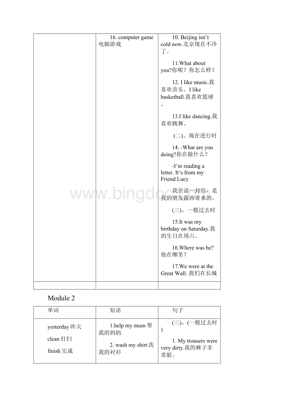 外研版小学英语一起四年级上册单词短语句子.docx_第2页