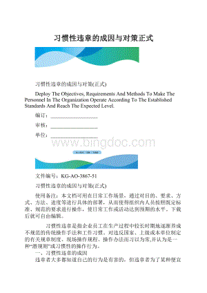 习惯性违章的成因与对策正式.docx