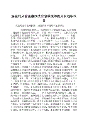 煤监局分管监察执法应急救援等副局长述职报告.docx