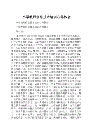 小学教师信息技术培训心得体会.docx