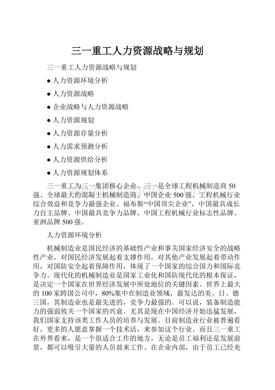 三一重工人力资源战略与规划.docx_第1页