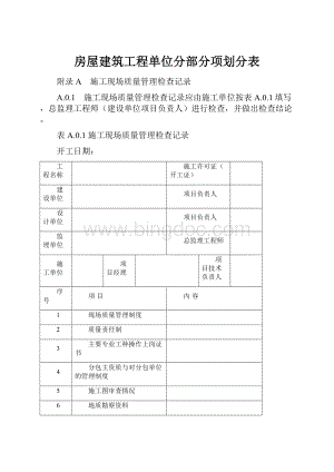 房屋建筑工程单位分部分项划分表.docx