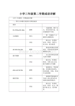 小学三年级第二学期成语详解.docx