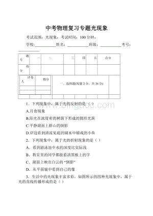 中考物理复习专题光现象.docx