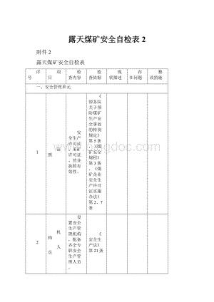 露天煤矿安全自检表 2.docx