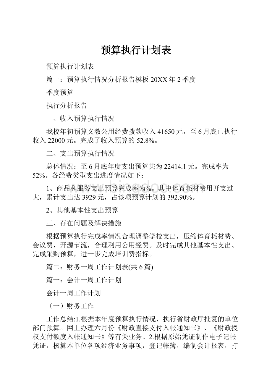 预算执行计划表.docx_第1页